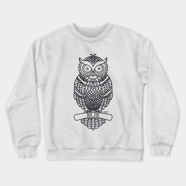 Owl Outline (black) Crewneck Sweatshirt by 13mtm80-Designs